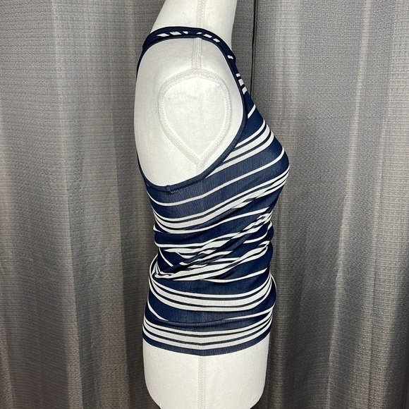 ATHLETA XS DARK BLUE & WHITE STRIPED RACER BACK TANK TOP - Picture 3 of 6